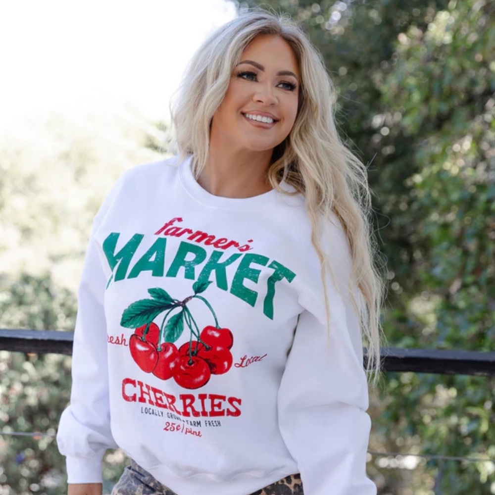 Roolee Farmer’s Market Sweatshirt With Cherries 🍒 - Picture 2 of 12